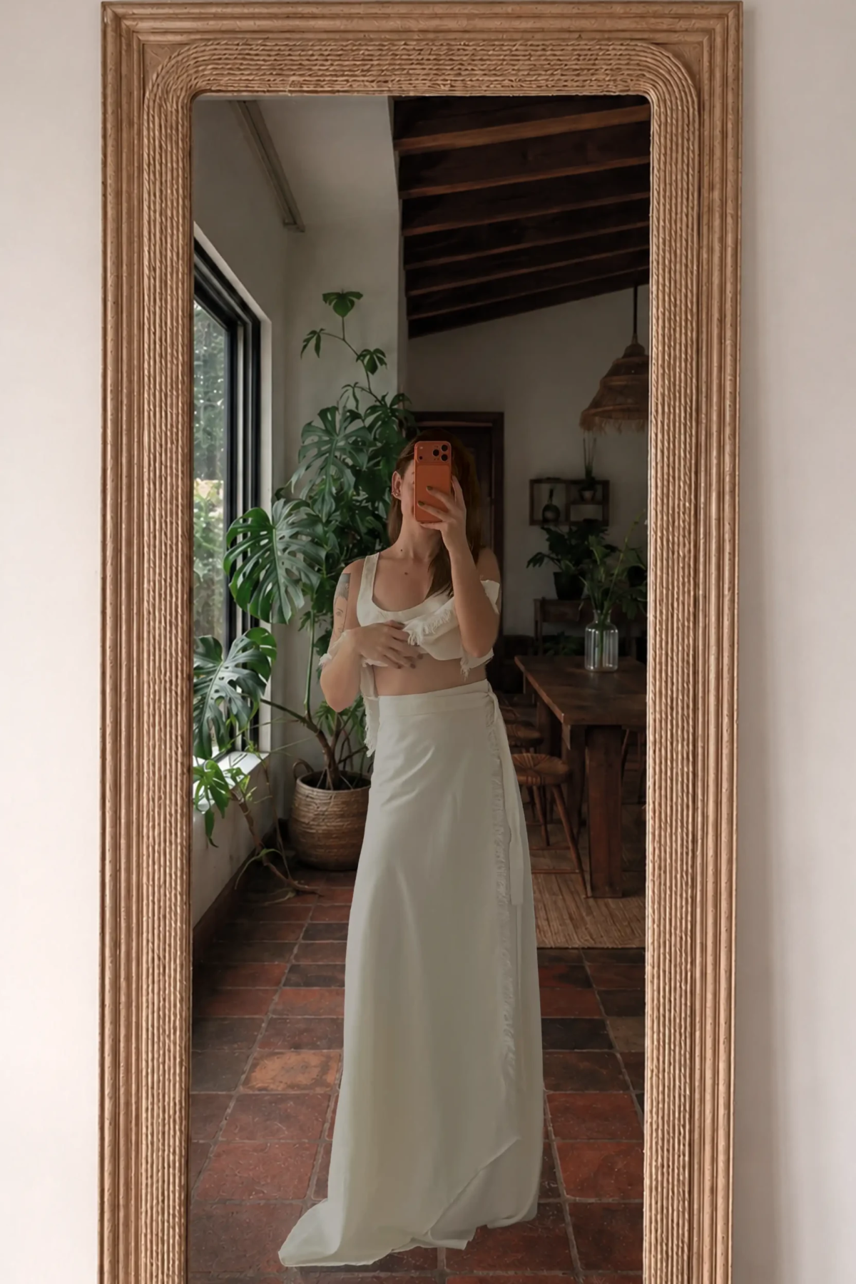 MARTA Falda pareo blanco natural