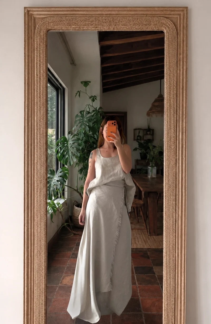 MARTA Falda pareo gris crudo