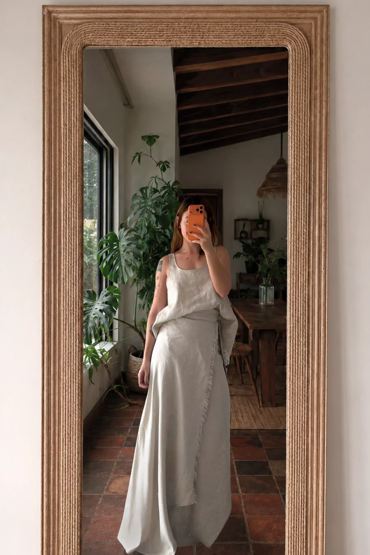 MARTA Falda pareo gris crudo