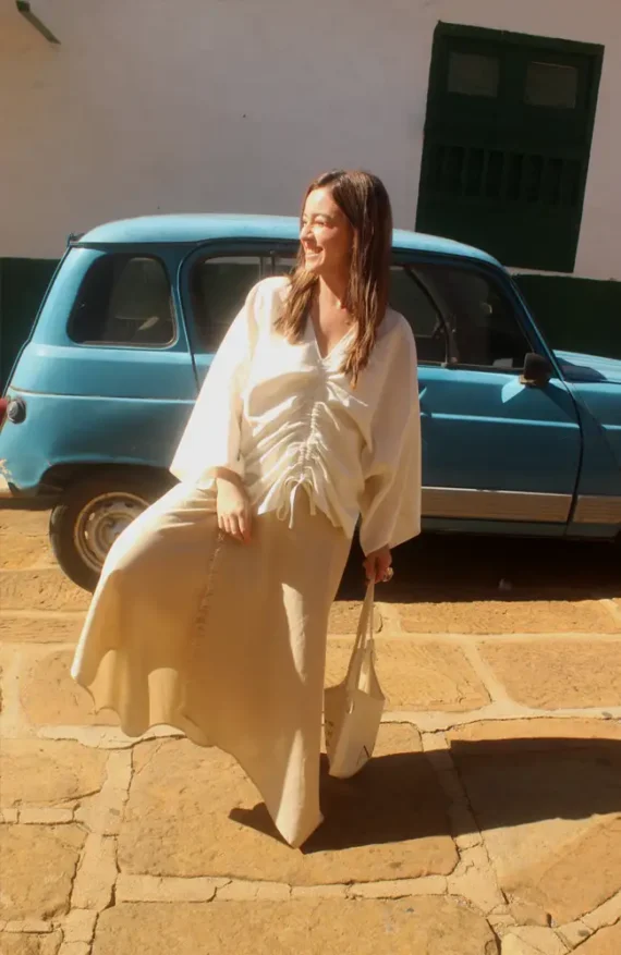 MARTA Falda pareo beige arena