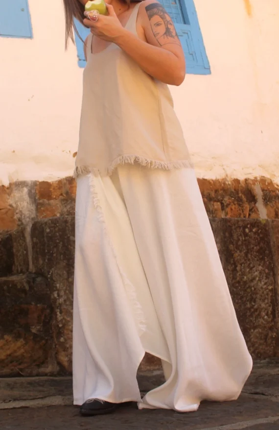 MARTA Falda pareo blanco natural