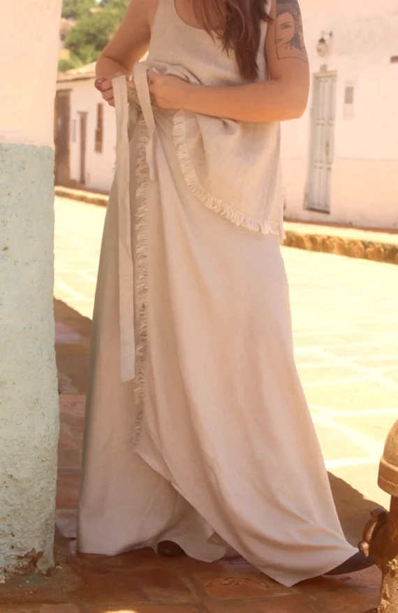 MARTA Falda pareo gris crudo